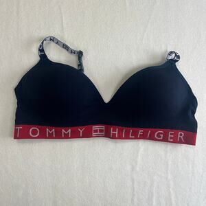 Tommy Hilfiger Seamless Logo Padded Bra Lounge Comfort Navy Red Size Large